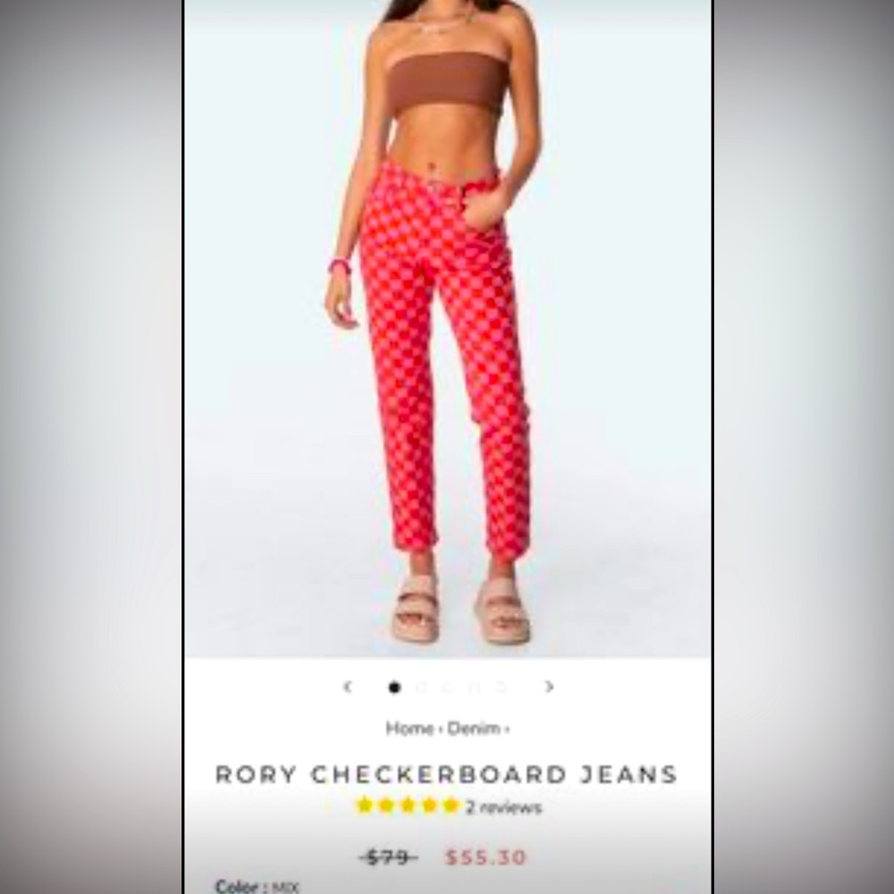 Edikted Brand checked jeans